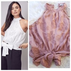 DO+BE Embroidered Mock Neck Top Tie Pink Large